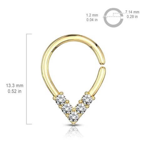 5 CZ Lined Pear Shaped Bendable Cut Ring for Cartilage, Septum - Image 6