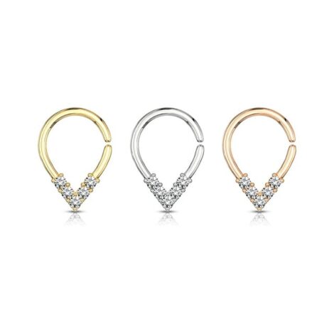 5 CZ Lined Pear Shaped Bendable Cut Ring for Cartilage, Septum - Image 7