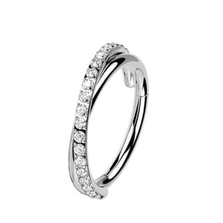 Implant Grade Titanium Hinged Criss-Cross Segment Ring Crystal Paved - Image 8