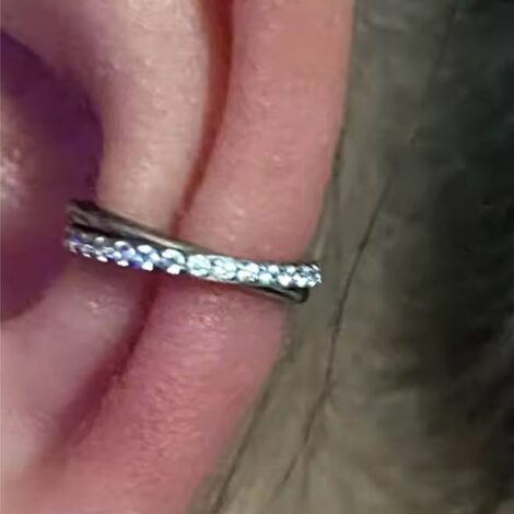 Implant Grade Titanium Hinged Criss-Cross Segment Ring Crystal Paved - Image 6