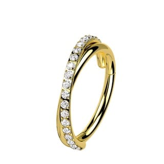 Implant Grade Titanium Hinged Criss-Cross Segment Ring Crystal Paved - Image 9
