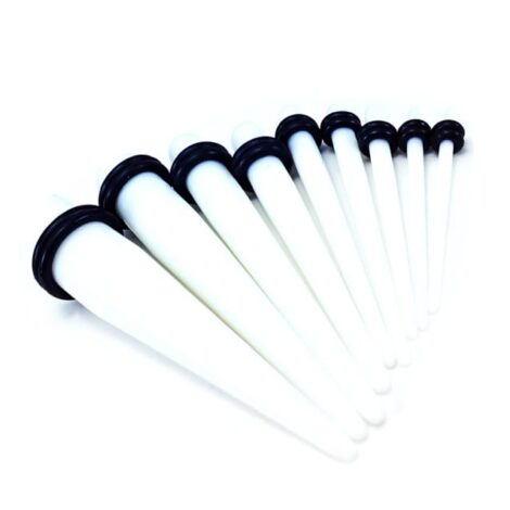 Acrylic Straight White Tapers with O-Rings in Pairs or Kits - Image 2