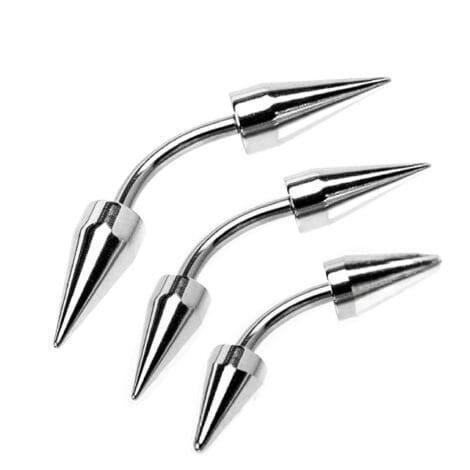 Curved Barbell with Double Cylinder Spikes Eyebrow Rook Helix