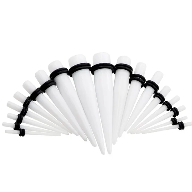 Acrylic Straight White Tapers with O-Rings in Pairs or Kits
