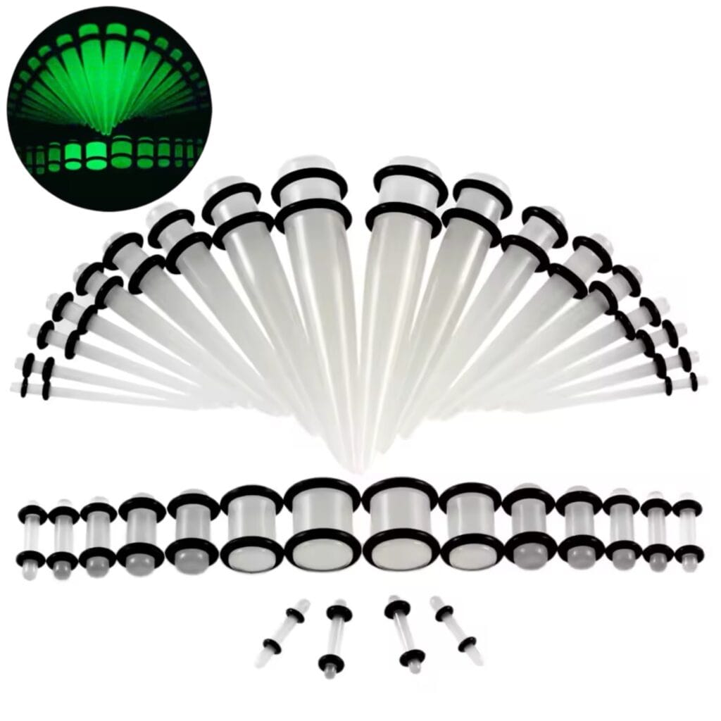 36PC Taper and Tunnel Stretching Kit in Glow, Black, White