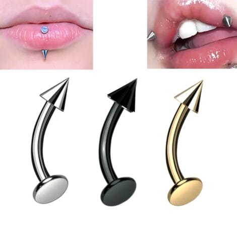 Curved Flat Back Stud with Cone Top, Lip Cartilage Eyebrow