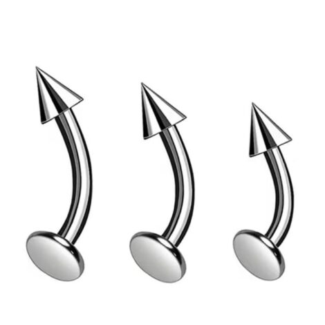 Curved Flat Back Stud with Cone Top, Lip Cartilage Eyebrow - Image 5