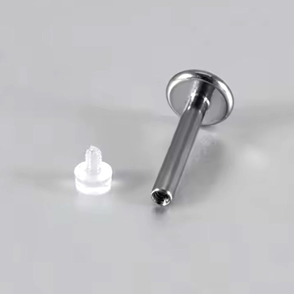 Titanium Retainer Hider Labret with Bioplast Threaded Tops