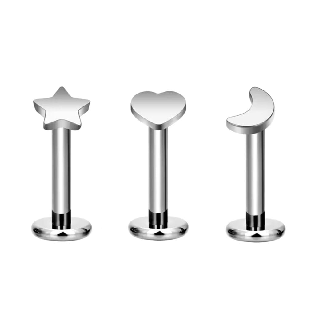 16G Labrets with Flat Mixed Tops and Extended Internal Threading