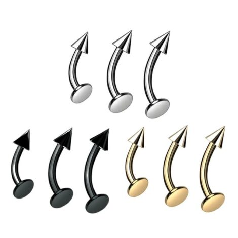 Curved Flat Back Stud with Cone Top, Lip Cartilage Eyebrow - Image 2