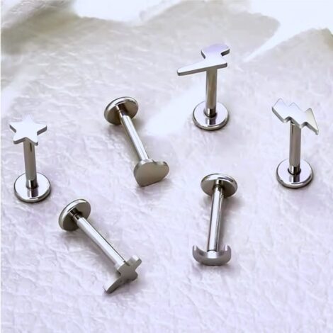 16G Labrets with Flat Mixed Tops and Extended Internal Threading - Image 4