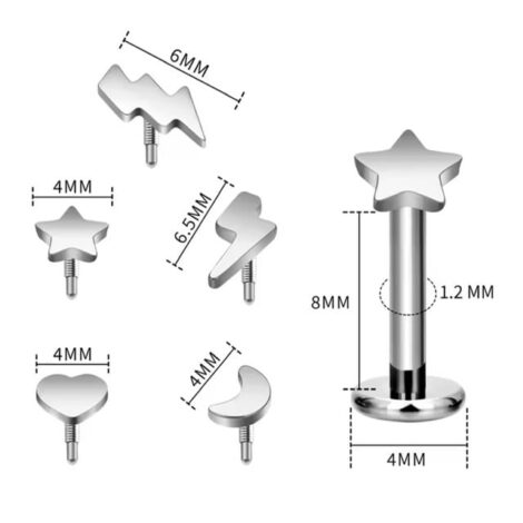 16G Labrets with Flat Mixed Tops and Extended Internal Threading - Image 5