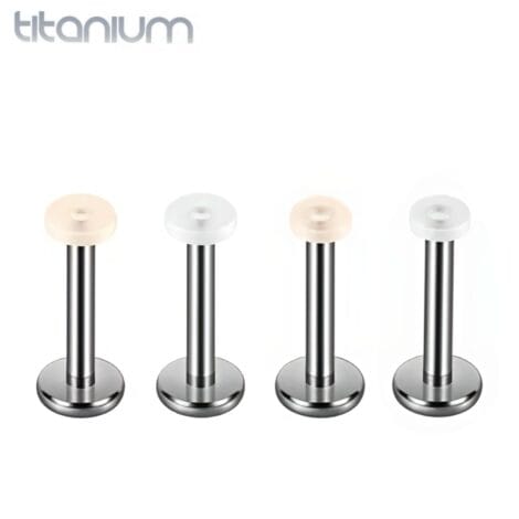 Titanium Hider Retainer Labret with Clear/ Skin Tone Tops Threaded