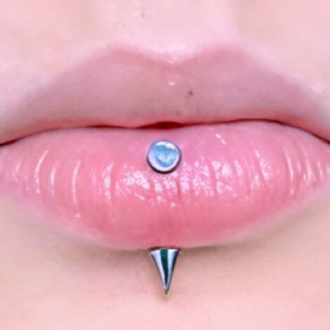 Curved Flat Back Stud with Cone Top, Lip Cartilage Eyebrow - Image 3