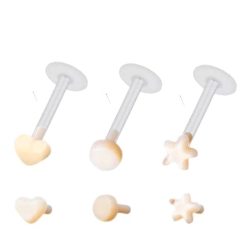 Bioplast Retainer Labret with Convex Base and Skin Tone Push in Tops