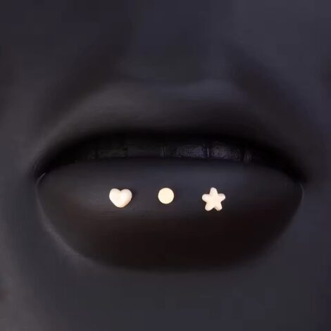 Bioplast Retainer Labret with Convex Base and Skin Tone Push in Tops - Image 5