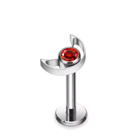 Titanium CZ Set Moon and Star Labret Cartilage Threaded - Image 3