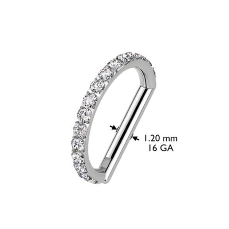 Titanium Hinged Segment D Shape Ring with Side Facing CZ - Image 3