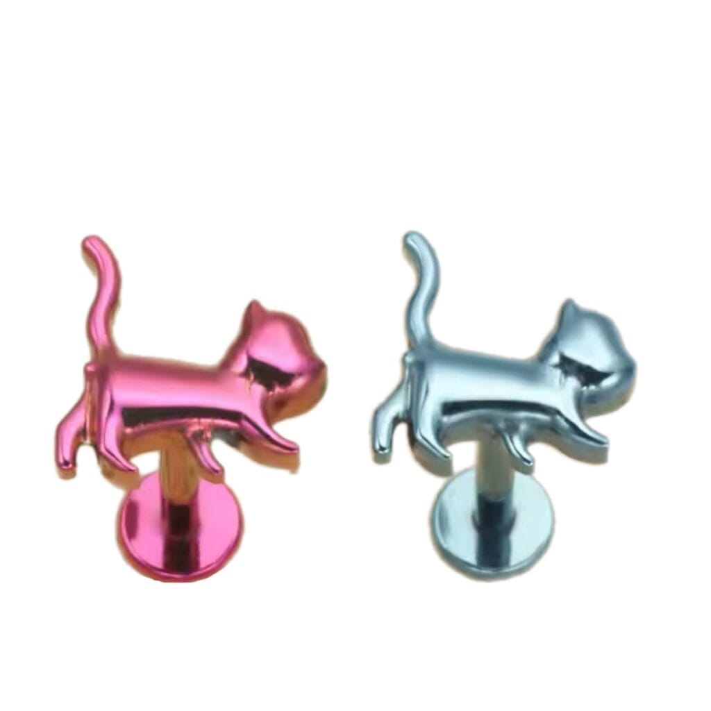 ASTM Titanium Slinky Cat Top Anodised Labret Threaded