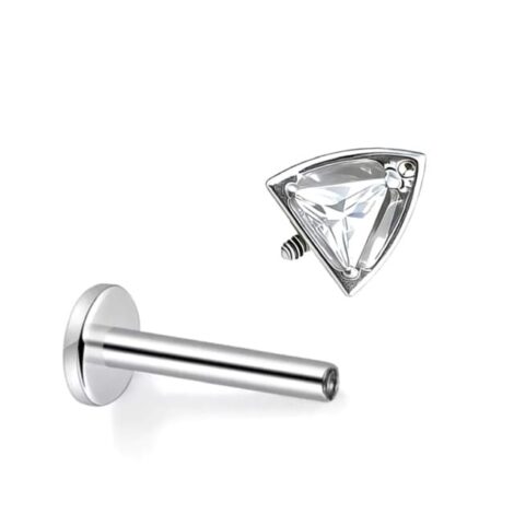 Titanium Forward Facing CZ Cats Ear Top Vertical Labret - Image 3