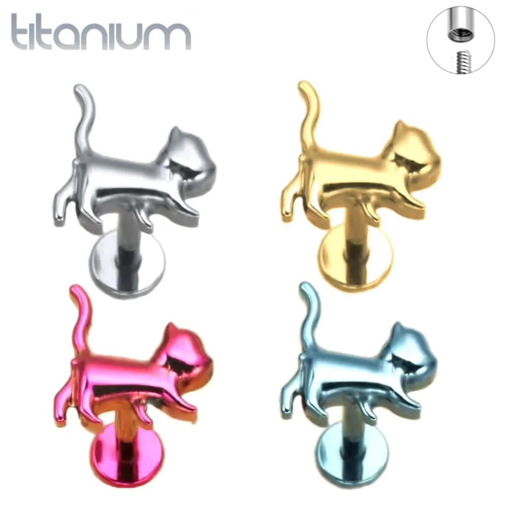 ASTM Titanium Slinky Cat Top Anodised Labret Threaded