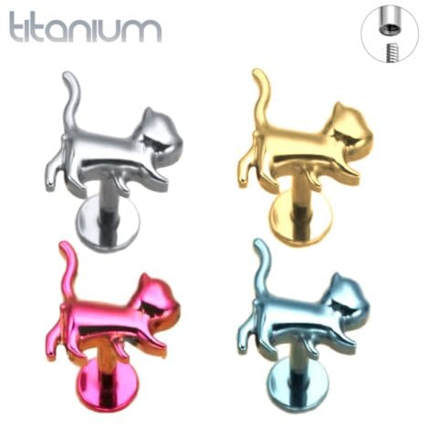 ASTM Titanium Slinky Cat Top Anodised Labret Threaded