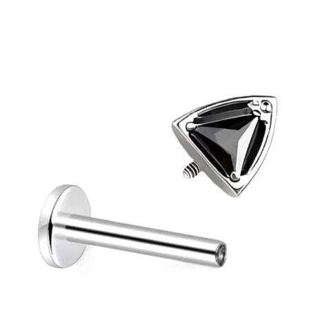 Titanium Forward Facing CZ Cats Ear Top Vertical Labret - Image 5