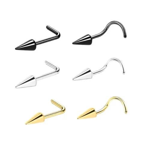 20G Spike Top, Screw and L-Bend Nose Rings - Image 2