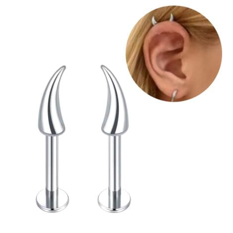Horn/ Talon Titanium Labret Threaded Vertical Helix Stud