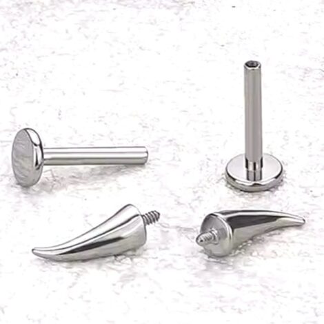 Horn/ Talon Titanium Labret Threaded Vertical Helix Stud - Image 4