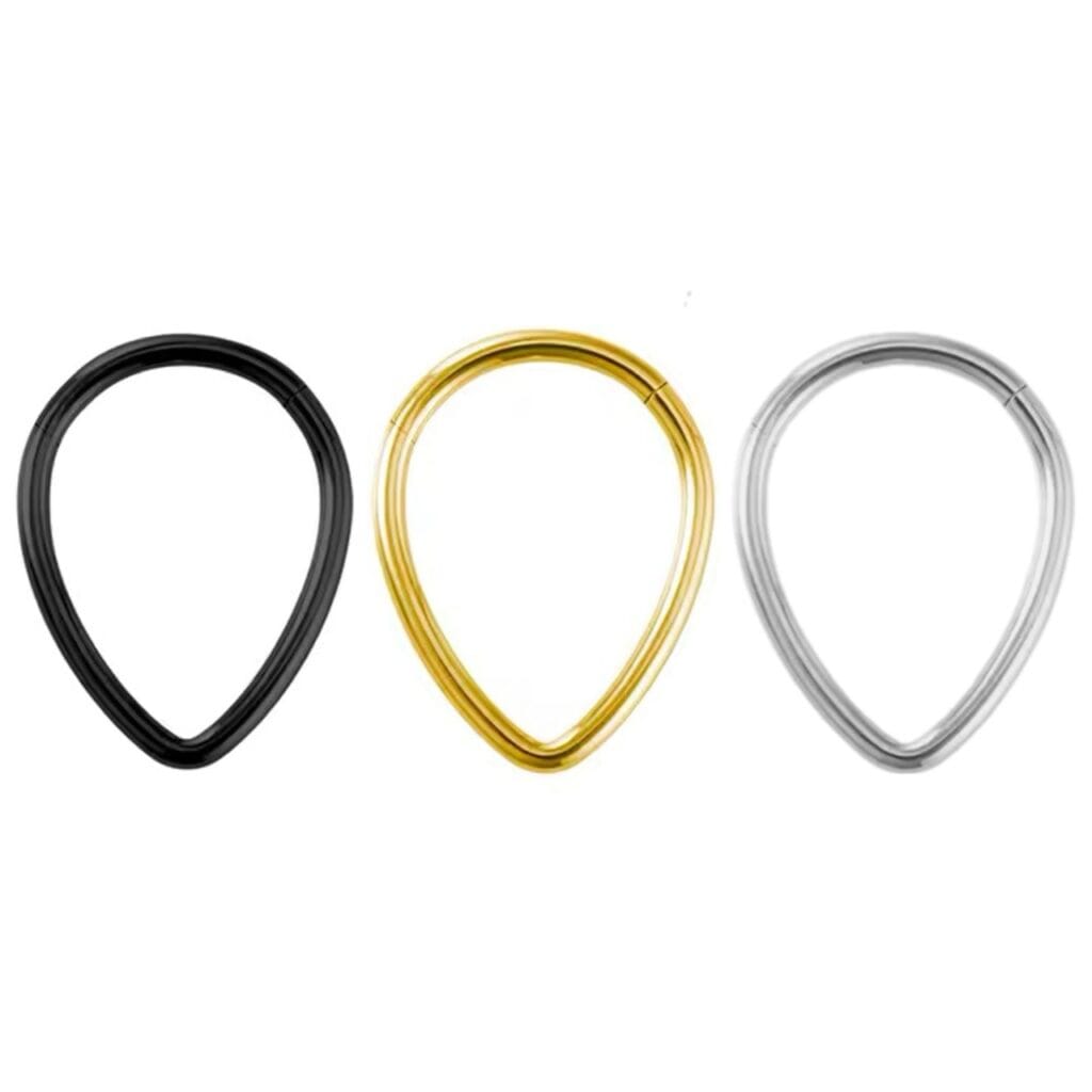 Hinged Segment Ring Long Teardrop Shape