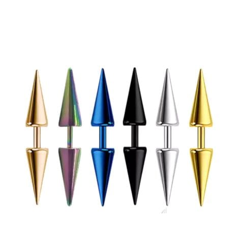 Double Spike Barbell Stud in Anodised Colours