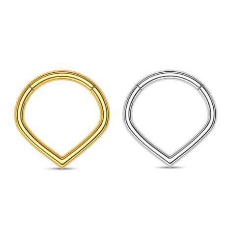 Hinged Segment Ring Teardrop V-Shape
