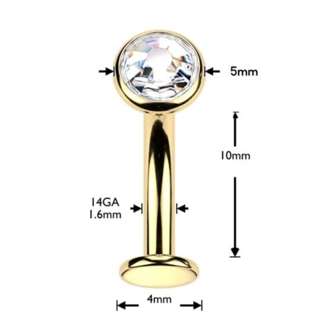 14G Titanium Floating Base Belly Ring With CZ Top, Threaded - Image 2