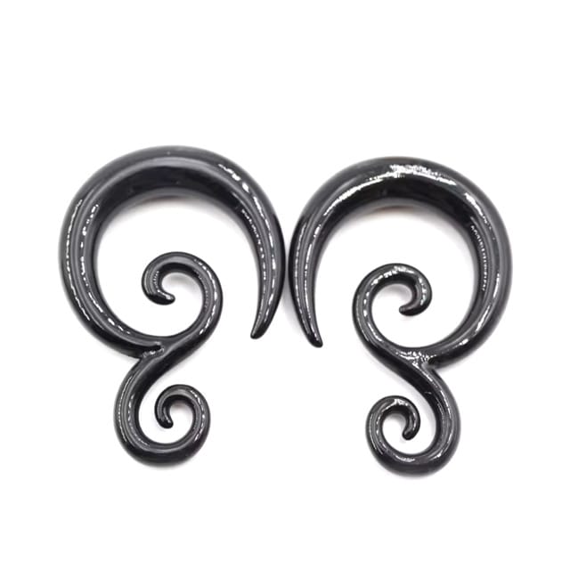 Black Acrylic Tribal Hanger Ear Taper Pairs