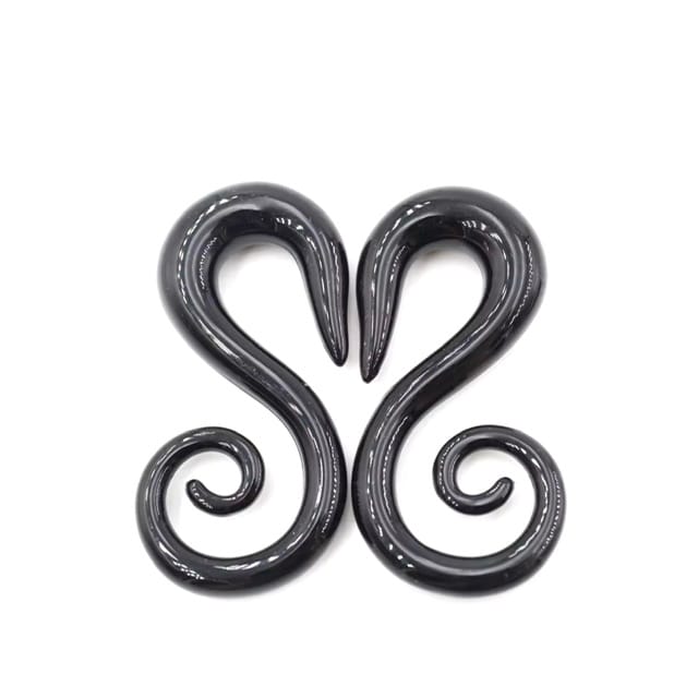 Black Acrylic Tribal Hanger Ear Taper Pairs