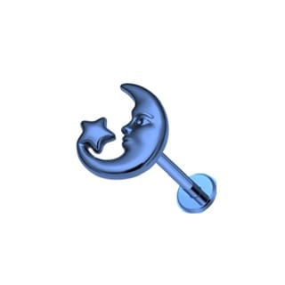 ASTM Titanium Star and Moon Face Top Internally Threaded Labret - Image 7