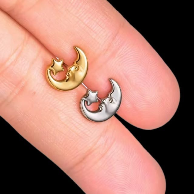 ASTM Titanium Star and Moon Face Top Internally Threaded Labret