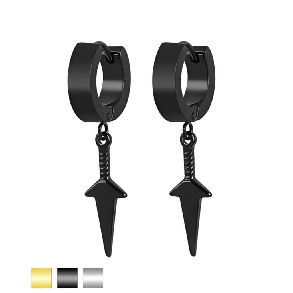 Dagger Dangle Round Huggie Earrings