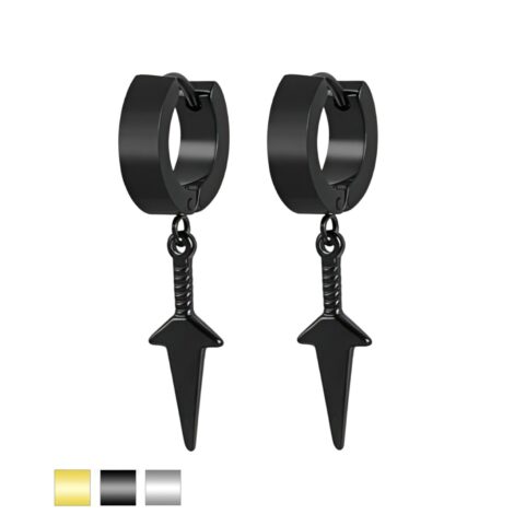 Dagger Dangle Round Huggie Earrings - Image 1