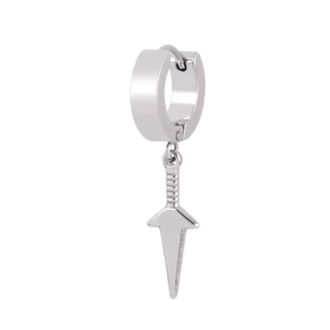 Dagger Dangle Round Huggie Earrings - Image 5
