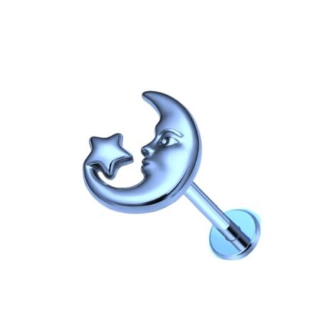 ASTM Titanium Star and Moon Face Top Internally Threaded Labret - Image 6