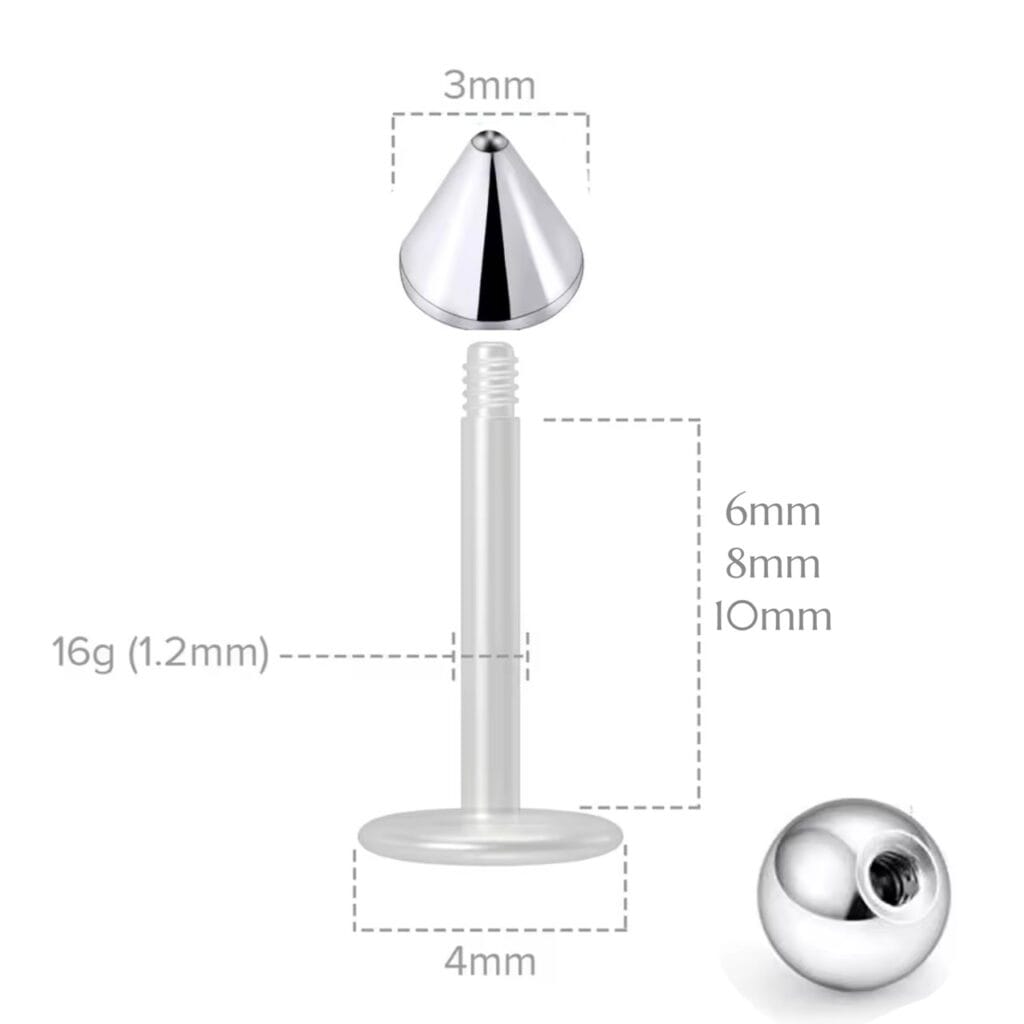 BioFlex Labret Stud with Cone or Ball Top External Thread