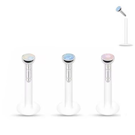 Bioplast Push Fit 2mm Opalite Crystal Top Labret Retainer Stud - Image 4