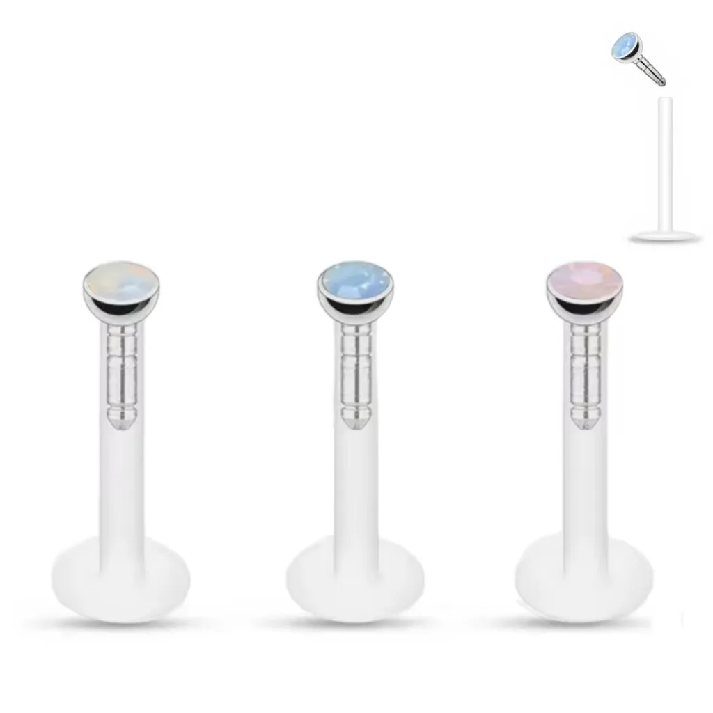 Bioplast Push Fit 2mm Opalite Crystal Top Labret Retainer Stud