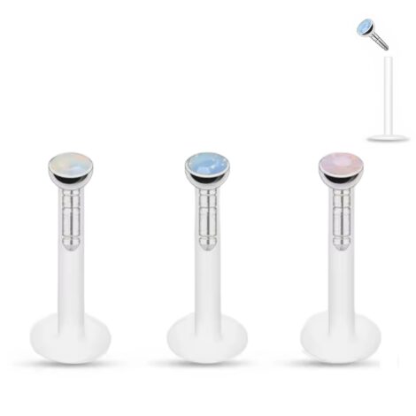 Bioplast Push Fit 2mm Opalite Crystal Top Labret Retainer Stud - Image 1