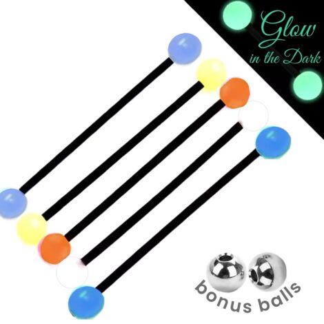Black Bioplast Industrial Barbell with Glow in Dark Balls/ Bonus Balls - Image 1